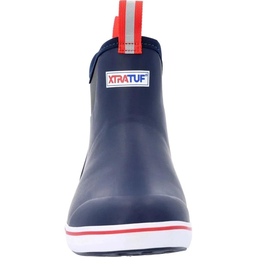 XTRATUF Ankle‎ Deck Boot Mens Size 9 Navy/Red Fishing Boots Waterproof